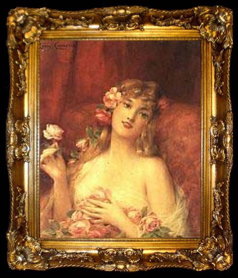 framed  Leon Comerre Woman with a Rose, ta009-2